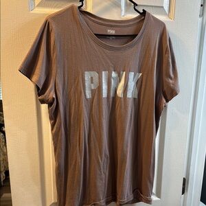 PINK Victoria's Secret Brown Relaxed Short Sleeve Tee